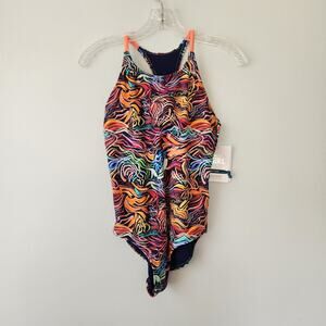 Athleta Girl One Piece Swimsuit Girl XXL/16 Black Multicolor Beach Summer Travel